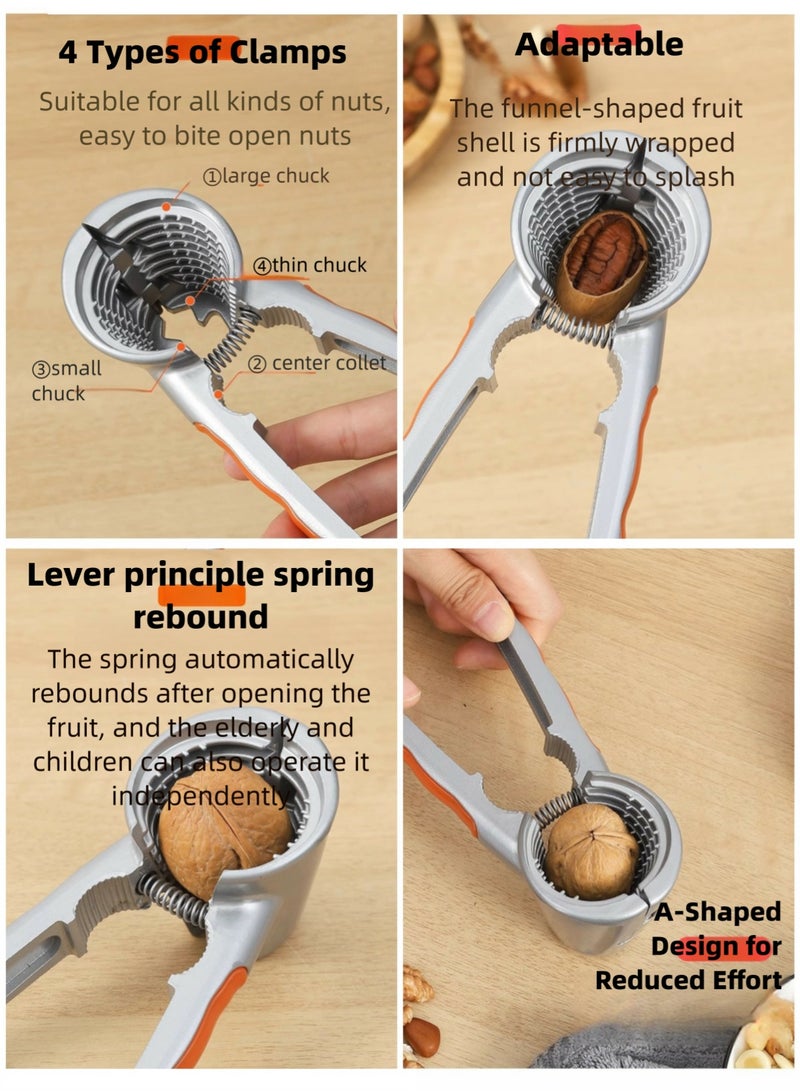 Multifunctional Aluminum Alloy Nut Cracker l Walnut & Pecan Sheller with Anti-Slip & Splash-Proof Design | Easy-to-Use | Heavy-Duty Nut Opener for Walnuts, Hazelnuts, Almonds - Image 4